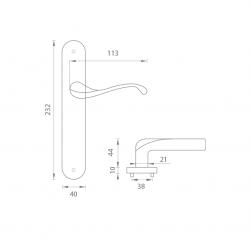 Klika na dveře FO - CAST OLS - Mosaz broušená
