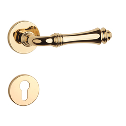 Klika na dveře AS - CAMELIA - R 7S OLV - Mosaz leštěná lakovaná