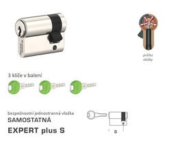 Bezpečnostní vložka DK - EXPERT plus S jednostranná NP - Nikl perla