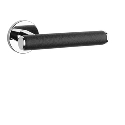 Klika na dveře AS - EGERIA - R 7S OC - ​​Chrom lesklý / černá kůže