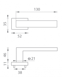Klika na dveře TI - SQUARE - RT 2275RT BS - Černá matná (153)