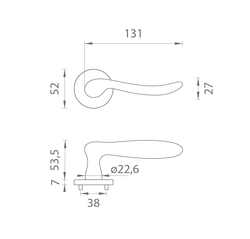 Klika na dveře AS - NERINA - R 7S OC - Chrom lesklý