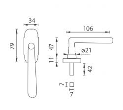 Klika na eurookno NI - DK - ALT WIEN - R OBMP - Staromosaz matný lak