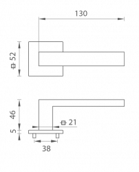 Klika na dveře TI - SQUARE - HR 2275Q 5S OC - ​​Chrom lesklý (03)