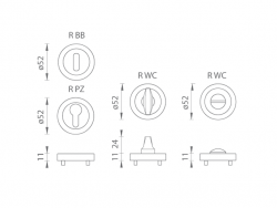 TI - ROZETA - R OC/BN - Chrom lesklý / broušená nerez (67)