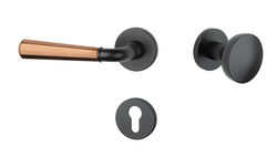 Klika na dveře ASM - MARIGOLD 2 - R 7S BS/CUM - Černá matná / měď matná