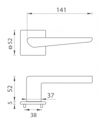 Klika na dveře TI - TIGA - HR 4154Q 5S BS - Černá matná (153)