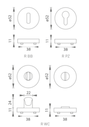 Rozeta ke klice TI - ROZETA - R AP BS - Černá matná (153)