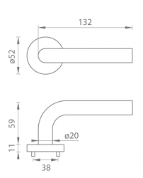 Klika na dveře TI - MONA - R 2001 BN - Broušená nerez (16)