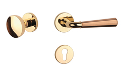 Klika na dveře ASM - MARIGOLD 2 - R 7S OLV/CUM - Mosaz leštěná lakovaná / měď matná