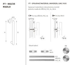 Madlo na dveře FT - MADLO kód K02 Ø 25 mm UN ks BN - Broušená nerez
