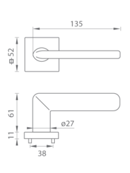 Klika na dveře TI - ELIPTICA - HR 4165 5SQ T2 OC - ​​Chrom lesklý (03)