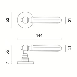 Klika na dveře AS - TIARELLA - R 7S OLV - Mosaz leštěná lakovaná