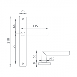 Klika na dveře MP - FAVORIT - USH BN - Broušená nerez