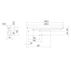 GZ - TS 5000 EC LINE Samozavírač s kluznou lištou Stříbrná
