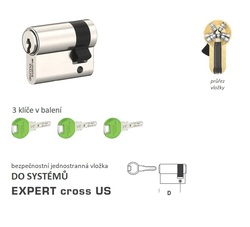 Bezpečnostní vložka DK - EXPERT cross US jednostranná NP - Nikl perla