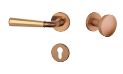 Klika na dveře ASM - MARIGOLD 3 - R 7S CUM/OLS/CUM - Měď matná / mosaz broušená / měď matná