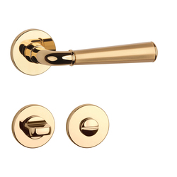 Klika na dveře ASM - MARIGOLD 3 - R 7S OLV/OLS/OLV - Mosaz leštěná lakovaná / mosaz broušená / mosaz leštěná lakovaná