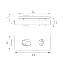 TI - Zámek na skleněné dveře BS - Černá matná (153)