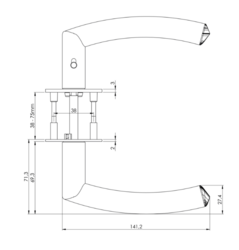 Klika na dveře GK - CRYSTAL PIATTA S - S2L s uzamykáním BN - Broušená nerez (71)