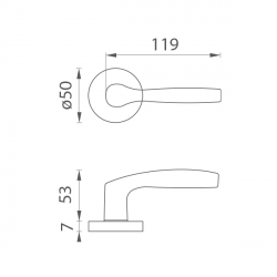Klika na dveře BA - LUXOR - R BS - Černá matná