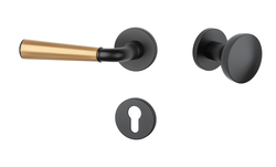 Klika na dveře ASM - MARIGOLD 3 - R 7S BS/OLS/BS - Černá matná / mosaz broušená / černá matná