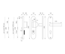 Bezpečnostní kování AXA - BETA2 PLUS F6 - Inox elox