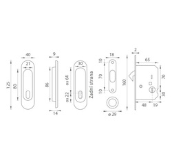 FT - Set na posuvné dveře oválný - BB / D OCS - Chrom broušený