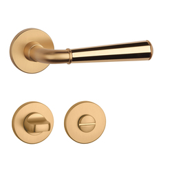 Klika na dveře ASM - MARIGOLD 3 - R 7S OLS/OLV/OLS - Mosaz broušená / mosaz leštěná lakovaná / mosaz broušená