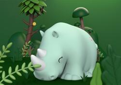 DHINK437-01 DHK - Silikonová noční lampička - Nosorožec 