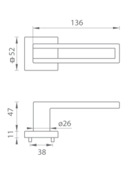 Klika na dveře TI - BURACO 3 - HR 3036Q T - Titan (141)