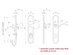 Zpevněné kování MI - LYON / RAMA PLUS M OGA - Antik šedá