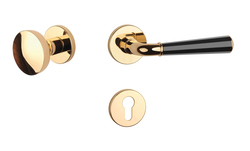 Klika na dveře ASM - MARIGOLD 3 - R 7S OLV/BS/OLV - Mosaz leštěná lakovaná / černá matná / mosaz leštěná lakovaná