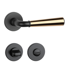 Klika na dveře ASM - MARIGOLD 3 - R 7S BS/OLV/BS - Černá matná / mosaz leštěná lakovaná / černá matná