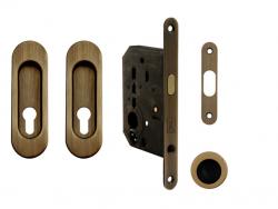 FT - Set na posuvné dveře oválný - PZ / D OGS - Bronz česaný matný