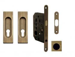 FT - Set na posuvné dveře hranatý - PZ / D OGS - Bronz česaný matný