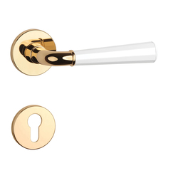 Klika na dveře ASM - MARIGOLD 2 - R 7S OLV/WS - Mosaz leštěná lakovaná / bílá matná