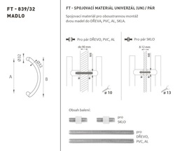 Madlo na dveře FT - MADLO kód K39 Ø 32 mm UN pár WS - Bílá matná