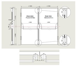 DK - PANIKOVÉ KOVÁNÍ PHA 1102/1202 - 3-bodové zajištění D2/1H-1D-1B Stříbrná