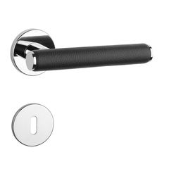 Klika na dveře AS - EGERIA - R 7S OC - ​​Chrom lesklý / černá kůže