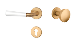 Klika na dveře ASM - MARIGOLD 2 - R 7S OLS/WS - Mosaz broušená / bílá matná