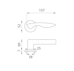 Klika na dveře AS - ROBINIA - R 7S OLV - Mosaz leštěná lakovaná