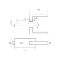 TI - ZÁMEK na sklo s klikou SONIA 4025 - BB OC - ​​Chrom lesklý (03)