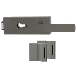 Klika na dveře GK - PURISTO S - ZÁMEK na sklo s klikou MINIMAL MODERN - PZ (vč. závěsů) Kašmír šedá (27)