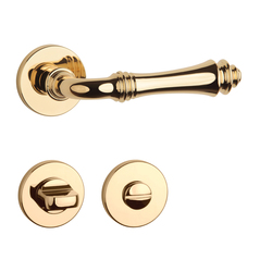 Klika na dveře AS - CAMELIA - R 7S OLV - Mosaz leštěná lakovaná