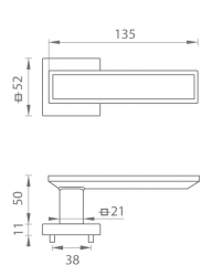 Klika na dveře TI - LINHA 3 Vario - HR 3039Q WS - Bílá matná (152)