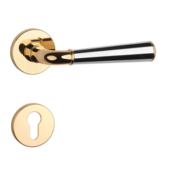 Klika na dveře ASM - MARIGOLD 3 - R 7S OLV/OC/OLV - Mosaz leštěná lakovaná / chrom lesklý / mosaz leštěná lakovaná