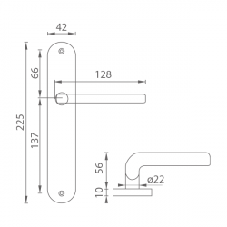 Klika na dveře MP - DANIELA - SO BN - Broušená nerez