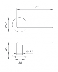 Klika na dveře TI - SONIA - R 3095 5S OC - ​​Chrom lesklý (03)