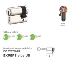 Bezpečnostní vložka DK - EXPERT plus US jednostranná NP - Nikl perla